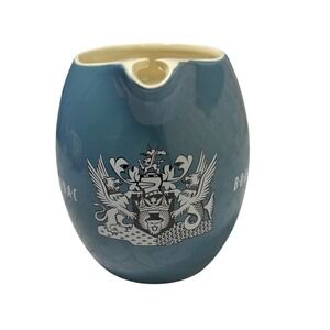 Vintage BOAC Wade Regicor London England Blue Ceramic Water Pitcher Airline Jug